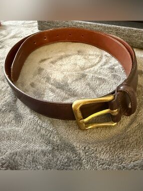 Coach Men's Brown Leather Belt with Brass Buckle 34” waist
